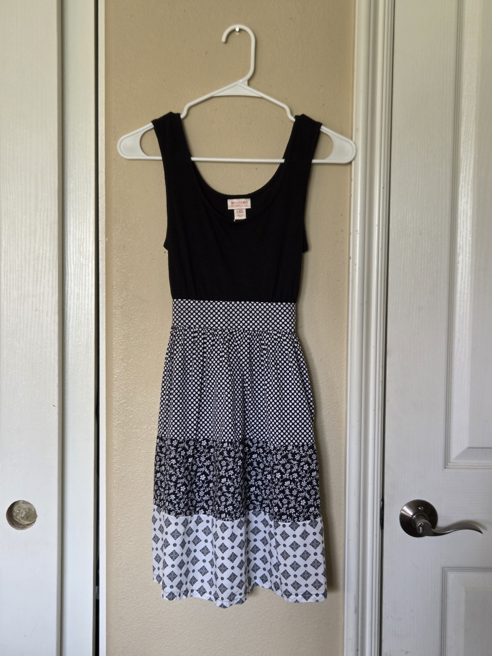 Vintage Mossimo Supply Co. Mixed Print A-Line Mini Dress with Tie-Back